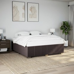 Cadre de lit sans matelas marron foncé 180x200 cm tissu 