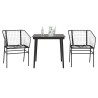 Ensemble à manger de jardin 3 pcs noir résine tressée verre 