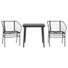 Ensemble à manger de jardin 3 pcs noir résine tressée verre 