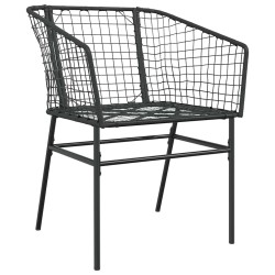 Ensemble à manger de jardin 3 pcs noir résine tressée verre 