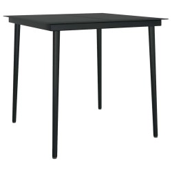 Ensemble à manger de jardin 3 pcs noir résine tressée verre 