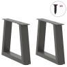 Pieds de table basse en forme de V, 2 pièces, anthracite, 30 x (30-31,3) cm, acier 