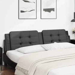 Coussin de tête de lit noir 200 cm similicuir 
