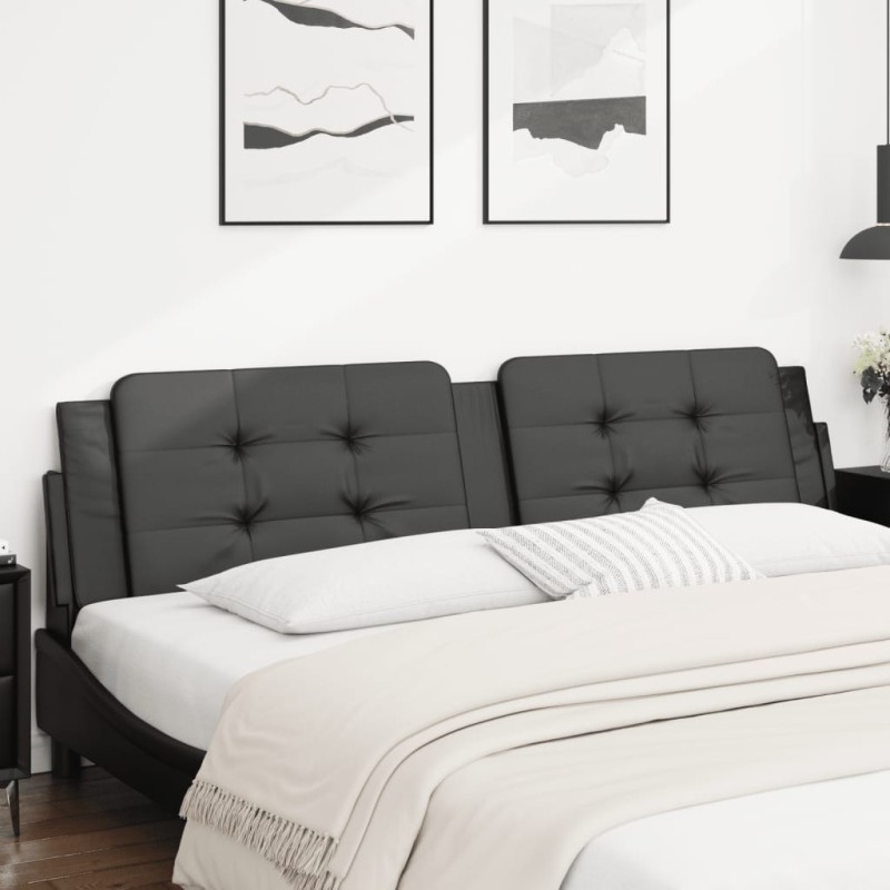 Coussin de tête de lit noir 200 cm similicuir 