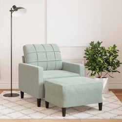 Fauteuil avec repose-pied Gris clair 60 cm Velours 