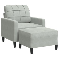 Fauteuil avec repose-pied Gris clair 60 cm Velours 