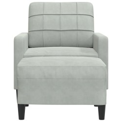 Fauteuil avec repose-pied Gris clair 60 cm Velours 