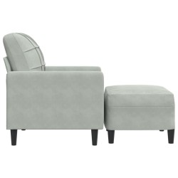 Fauteuil avec repose-pied Gris clair 60 cm Velours 