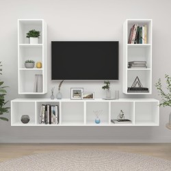 Meubles TV muraux 4 pcs Blanc Bois d'ingénierie 