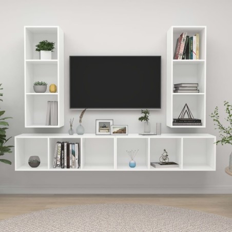 Meubles TV muraux 4 pcs Blanc Bois d'ingénierie 