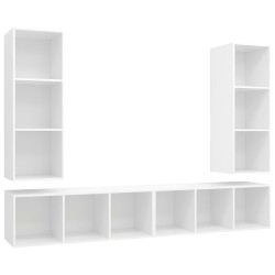 Meubles TV muraux 4 pcs Blanc Bois d'ingénierie 