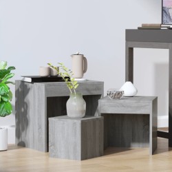 Tables gigognes 3 pcs Sonoma gris Bois d'ingénierie 