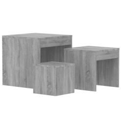 Tables gigognes 3 pcs Sonoma gris Bois d'ingénierie 