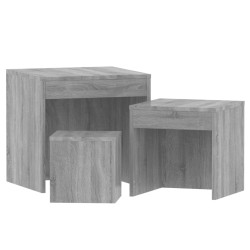 Tables gigognes 3 pcs Sonoma gris Bois d'ingénierie 