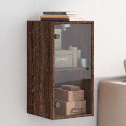 Armoire murale avec portes en verre chêne marron 35x37x68,5 cm 