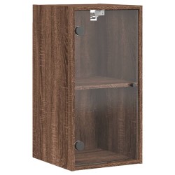 Armoire murale avec portes en verre chêne marron 35x37x68,5 cm 