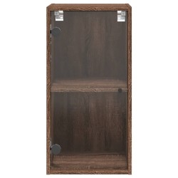 Armoire murale avec portes en verre chêne marron 35x37x68,5 cm 