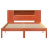 Lit bibliothèque sans matelas cire marron 120x190cm pin massif 