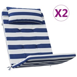 Coussins de chaise adirondack lot de 2 rayures bleu/blanc 