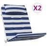 Coussins de chaise adirondack lot de 2 rayures bleu/blanc 