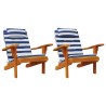 Coussins de chaise adirondack lot de 2 rayures bleu/blanc 