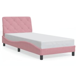 Cadre de lit sans matelas rose 90x190 cm velours 