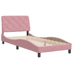 Cadre de lit sans matelas rose 90x190 cm velours 