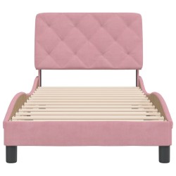 Cadre de lit sans matelas rose 90x190 cm velours 