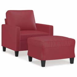 Fauteuil avec repose-pied Rouge bordeaux 60 cm Similicuir 