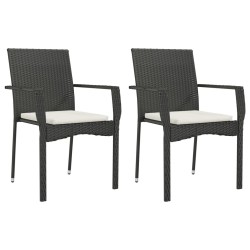 Ensemble à manger de jardin avec coussins 3 pcs Noir 