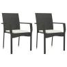 Ensemble à manger de jardin avec coussins 3 pcs Noir 