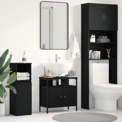 Armoire lavabo de salle de bain chêne noir 60x30x60 cm 