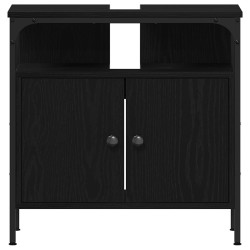 Armoire lavabo de salle de bain chêne noir 60x30x60 cm 