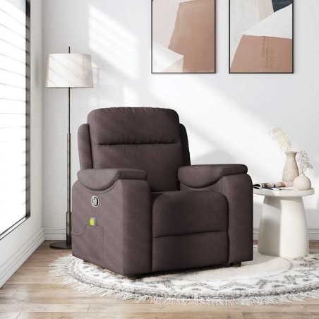 Fauteuil de massage inclinable Marron foncé Tissu 