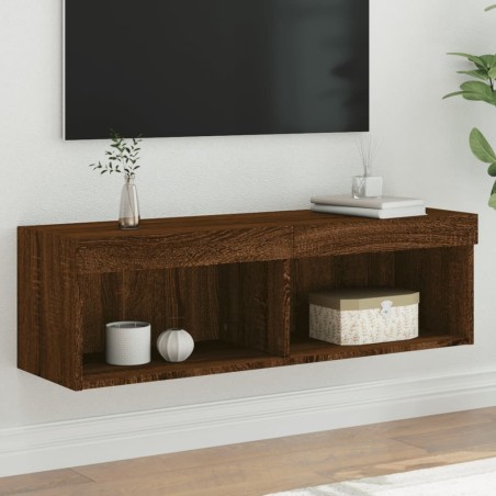 Meuble TV avec lumières LED chêne marron 100x30x30 cm 