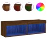 Meuble TV avec lumières LED chêne marron 100x30x30 cm 