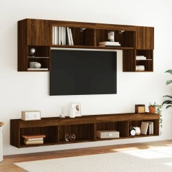 Meuble TV avec lumières LED chêne marron 100x30x30 cm 