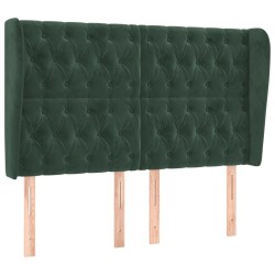 Tête de lit avec oreilles Vert foncé 163x23x118/128 cm Velours 