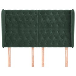 Tête de lit avec oreilles Vert foncé 163x23x118/128 cm Velours 