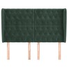 Tête de lit avec oreilles Vert foncé 163x23x118/128 cm Velours 