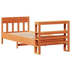 Cadre de lit sans matelas cire marron 75x190 cm bois pin massif 