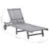 Chaise longue de jardin avec coussin Gris Bois d'acacia solide 