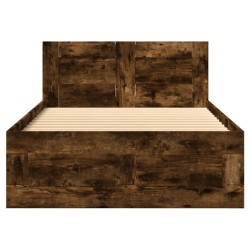Cadre de lit et tête de lit sans matelas chêne fumé 100x200 cm 