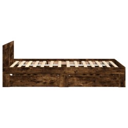 Cadre de lit et tête de lit sans matelas chêne fumé 100x200 cm 