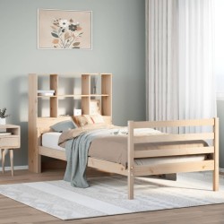 Lit bibliothèque sans matelas 90x200 cm bois de pin massif 