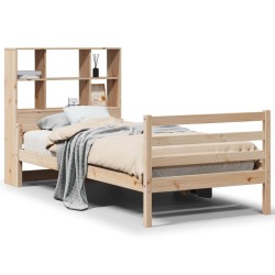 Lit bibliothèque sans matelas 90x200 cm bois de pin massif 