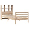 Lit bibliothèque sans matelas 90x200 cm bois de pin massif 