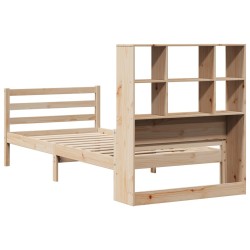 Lit bibliothèque sans matelas 90x200 cm bois de pin massif 