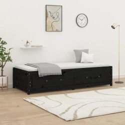Lit de jour sans matelas noir 75x190 cm bois de pin massif 