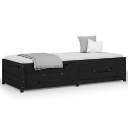 Lit de jour sans matelas noir 75x190 cm bois de pin massif 